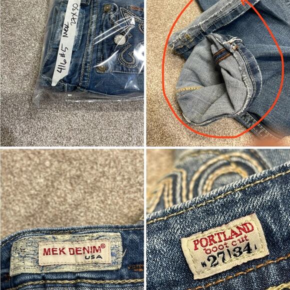 y2k grunge streetwear Mek Denim Portland boot jeans 27x30.5 dark wash western - Picture 11 of 12